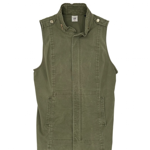 Cabi Explorer Utility Vest Army Green Sleeveless Gorpcore Zip Front Stretch Sz M - Picture 10 of 16